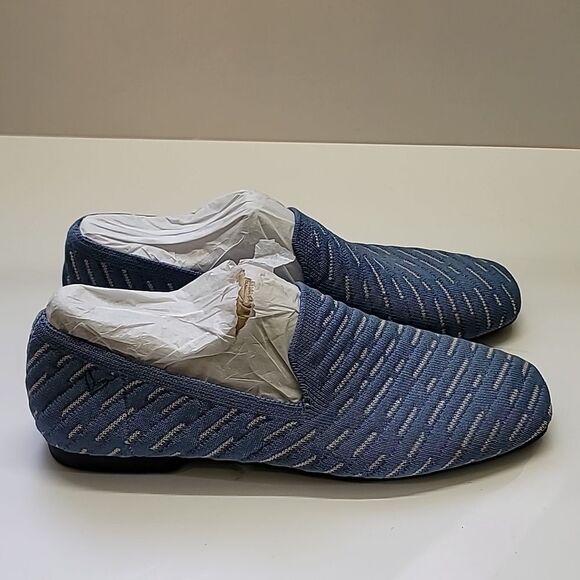 Vivaia NWT Square-Toe Patterned Loafers Blue Textured Slip-On Shoes - Picture 7 of 11